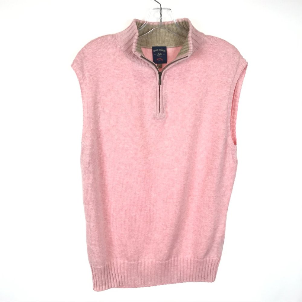 NWOT Mens Size XL Bills Khakis Pink Knit Quarter Zip Sleeveless Sweater